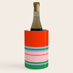 Wide and Thin Stripes Minimal Color Block Pattern in Bold Red Orange, Light Pink, Light Blue, and Green Wine Chiller Gallery Image 3