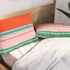 Wide and Thin Stripes Minimal Color Block Pattern in Bold Red Orange, Light Pink, Light Blue, and Green Pillow Sham Gallery Image 2