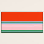 Wide and Thin Stripes Minimal Color Block Pattern in Bold Red Orange, Light Pink, Light Blue, and Green Desk Mat Gallery Image 3