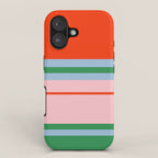 Wide and Thin Stripes Minimal Color Block Pattern in Bold Red Orange, Light Pink, Light Blue, and Green iPhone Case Gallery Image 1