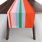 Wide and Thin Stripes Minimal Color Block Pattern in Bold Red Orange, Light Pink, Light Blue, and Green Table Runner Gallery Image 1