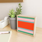 Wide and Thin Stripes Minimal Color Block Pattern in Bold Red Orange, Light Pink, Light Blue, and Green Mini Art Print Gallery Image 2