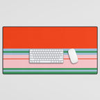 Wide and Thin Stripes Minimal Color Block Pattern in Bold Red Orange, Light Pink, Light Blue, and Green Desk Mat Gallery Image 1