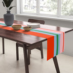 Wide and Thin Stripes Minimal Color Block Pattern in Bold Red Orange, Light Pink, Light Blue, and Green Table Runner Gallery Image 2