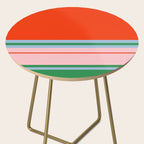 Wide and Thin Stripes Minimal Color Block Pattern in Bold Red Orange, Light Pink, Light Blue, and Green Side Table Gallery Image 2