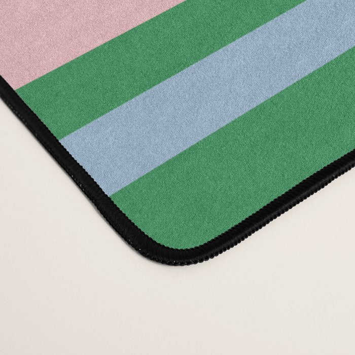 Wide and Thin Stripes Minimal Color Block Pattern in Bold Red Orange, Light Pink, Light Blue, and Green Desk Mat Gallery Image 4