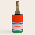 Wide and Thin Stripes Minimal Color Block Pattern in Bold Red Orange, Light Pink, Light Blue, and Green Wine Chiller Gallery Image 1