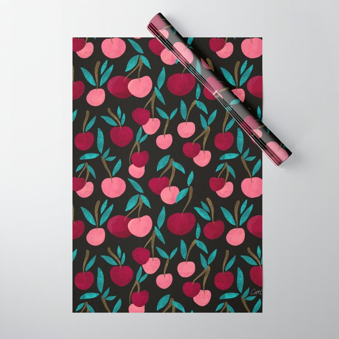 Cherry Collection - Charcoal Wrapping Paper Gallery Image 1