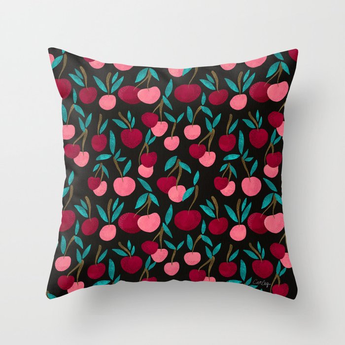 Cherry Collection - Charcoal Throw Pillow Gallery Image 1