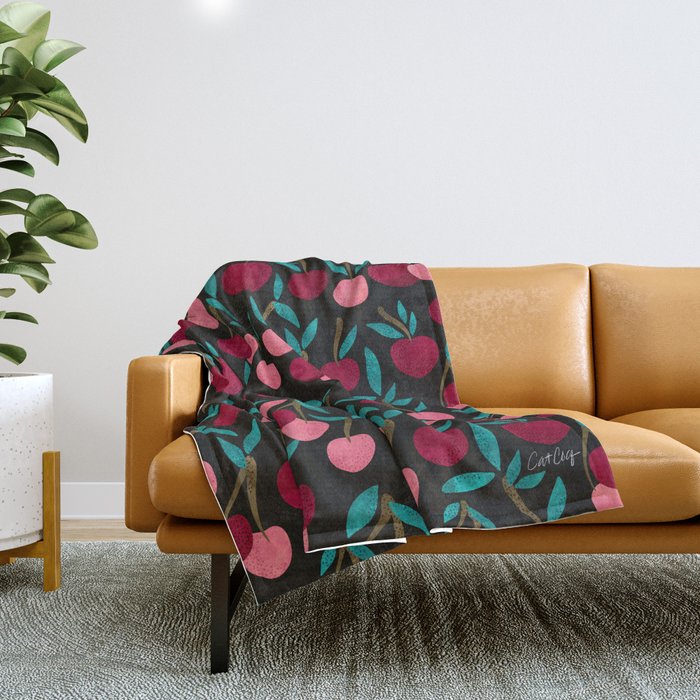 Cherry Collection - Charcoal Throw Blanket Gallery Image 1