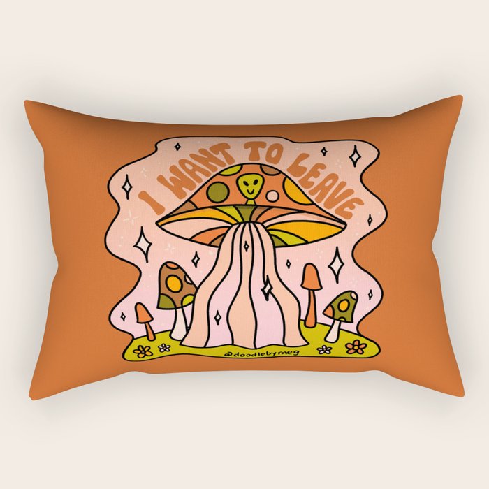I Want to Leave Mushrooms Rectangular Pillow Gallery Image 1