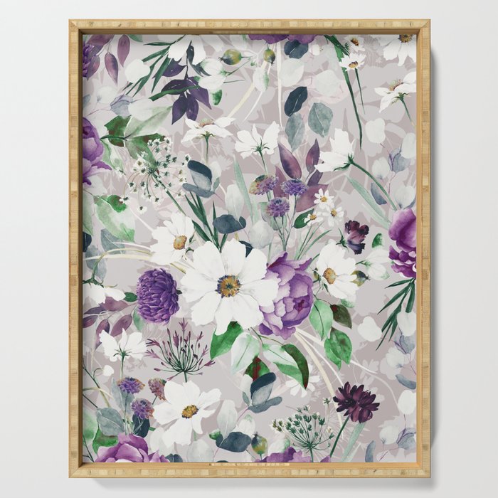 Lush lilac garden Serving Tray Gallery Image 1