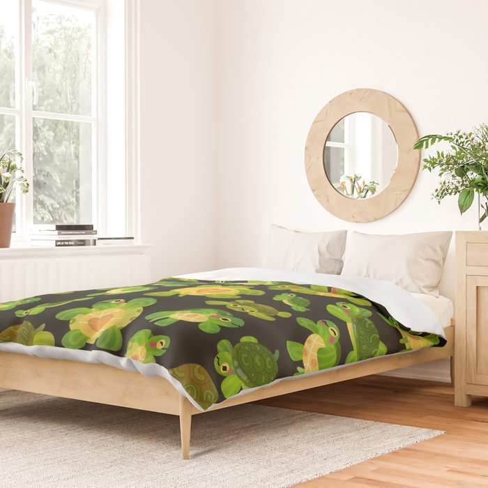 Red-eared slider (dark) Duvet Cover Gallery Image 2
