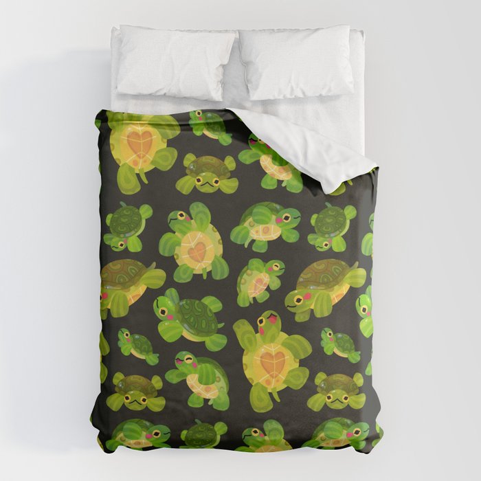 Red-eared slider (dark) Duvet Cover Gallery Image 1