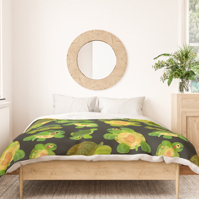 Red-eared slider (dark) Duvet Cover Gallery Image 3