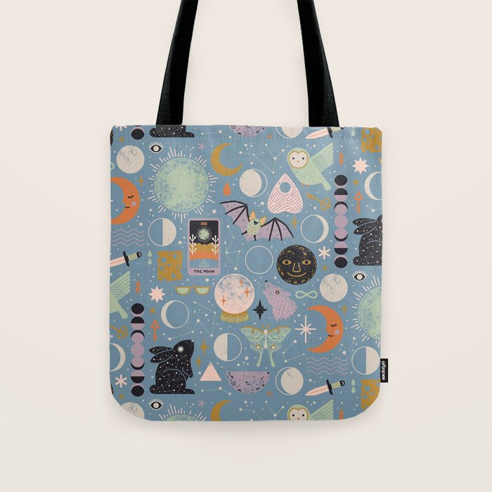 Lunar Pattern: Blue Moon Tote Bag Gallery Image 1