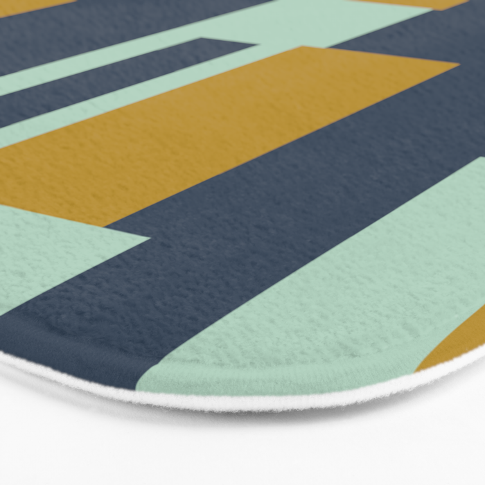 Cosmopolitan Mid Century Modern Geometric Pattern Mint Mustard Blue Bath Mat Gallery Image 3
