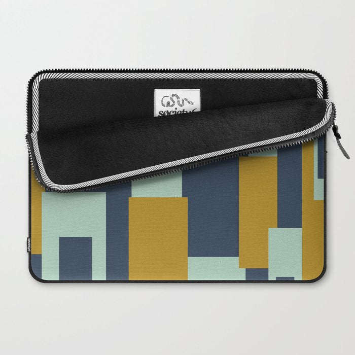 Cosmopolitan Mid Century Modern Geometric Pattern Mint Mustard Blue Laptop Sleeve Gallery Image 2