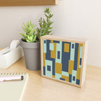 Cosmopolitan Mid Century Modern Geometric Pattern Mint Mustard Blue Mini Art Print Gallery Image 2