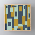 Cosmopolitan Mid Century Modern Geometric Pattern Mint Mustard Blue Mini Art Print Gallery Image 1