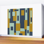 Cosmopolitan Mid Century Modern Geometric Pattern Mint Mustard Blue Wall Mural Gallery Image 2