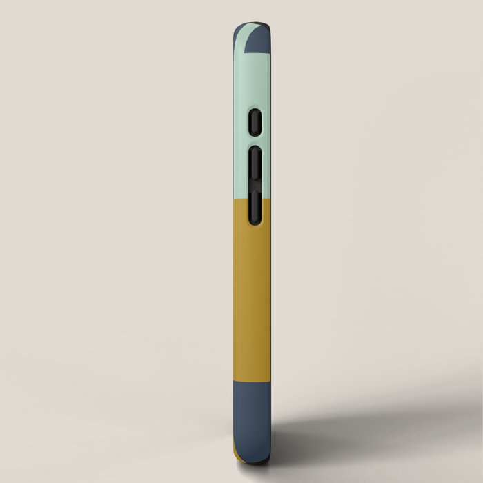 Cosmopolitan Mid Century Modern Geometric Pattern Mint Mustard Blue iPhone Case Gallery Image 2