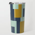 Cosmopolitan Mid Century Modern Geometric Pattern Mint Mustard Blue Travel Mug Gallery Image 3