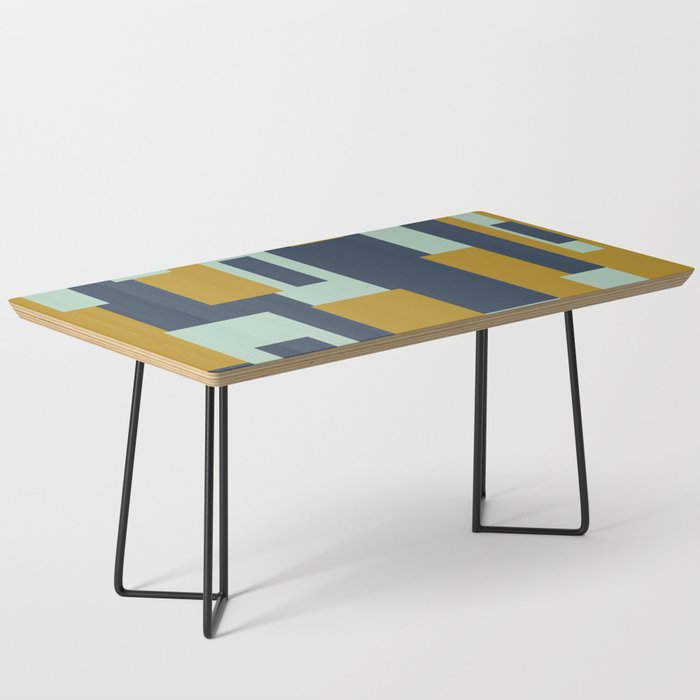 Cosmopolitan Mid Century Modern Geometric Pattern Mint Mustard Blue Coffee Table Gallery Image 1