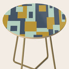 Cosmopolitan Mid Century Modern Geometric Pattern Mint Mustard Blue Side Table Gallery Image 2