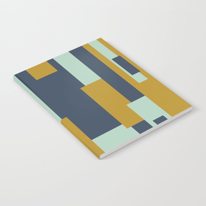 Cosmopolitan Mid Century Modern Geometric Pattern Mint Mustard Blue Notebook Gallery Image 2