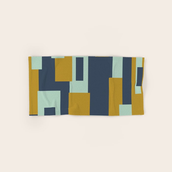 Cosmopolitan Mid Century Modern Geometric Pattern Mint Mustard Blue Towels Gallery Image 1