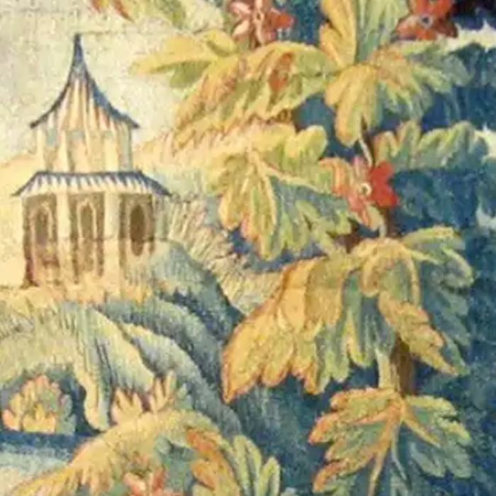 Antique 18th Century French Aubusson Chinoiserie Pagoda Tapestry Coffee Mug Gallery Image 2