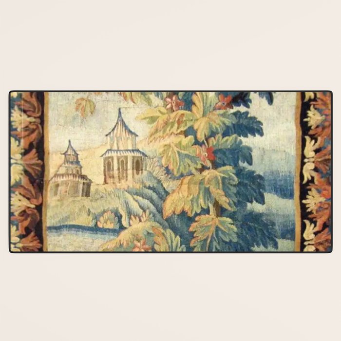 Antique 18th Century French Aubusson Chinoiserie Pagoda Tapestry Desk Mat Gallery Image 3