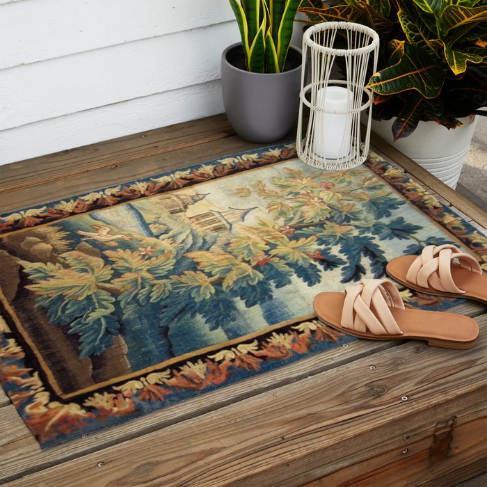 Antique 18th Century French Aubusson Chinoiserie Pagoda Tapestry Outdoor Rug Gallery Image 2