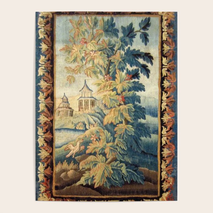 Antique 18th Century French Aubusson Chinoiserie Pagoda Tapestry Poster Gallery Image 4