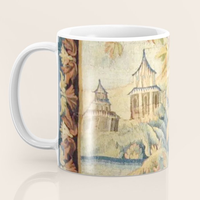 Antique 18th Century French Aubusson Chinoiserie Pagoda Tapestry Coffee Mug Gallery Image 3