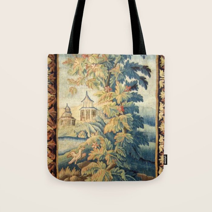 Antique 18th Century French Aubusson Chinoiserie Pagoda Tapestry Tote Bag Gallery Image 1