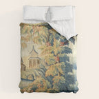 Antique 18th Century French Aubusson Chinoiserie Pagoda Tapestry Comforter Gallery Image 6