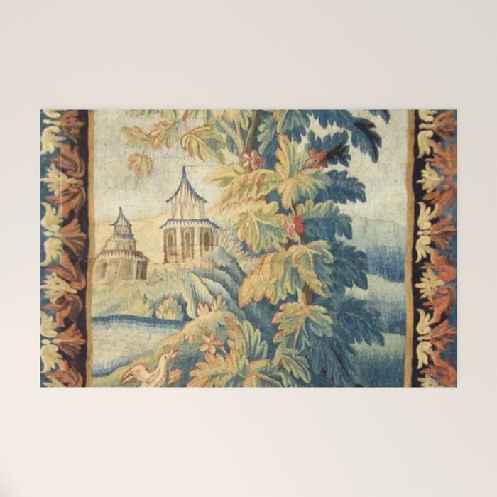 Antique 18th Century French Aubusson Chinoiserie Pagoda Tapestry Welcome Mat Gallery Image 1