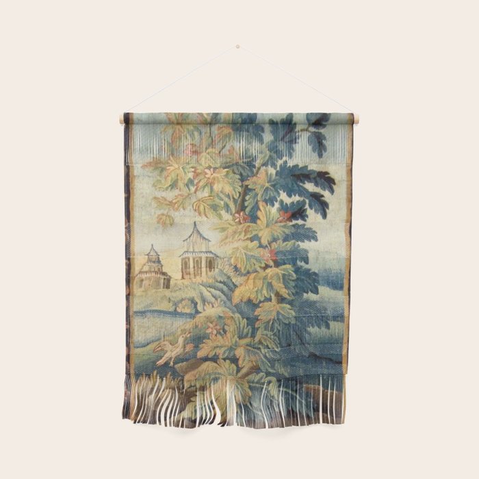 Antique 18th Century French Aubusson Chinoiserie Pagoda Tapestry Wall Hanging Gallery Image 1
