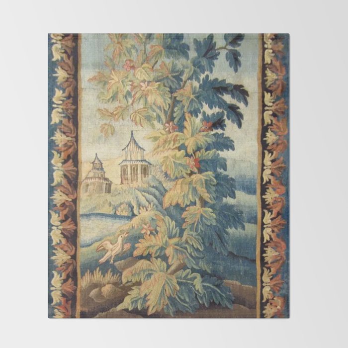 Antique 18th Century French Aubusson Chinoiserie Pagoda Tapestry Throw Blanket Gallery Image 2