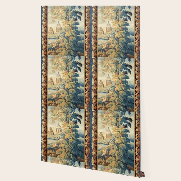 Antique 18th Century French Aubusson Chinoiserie Pagoda Tapestry Wallpaper Gallery Image 2