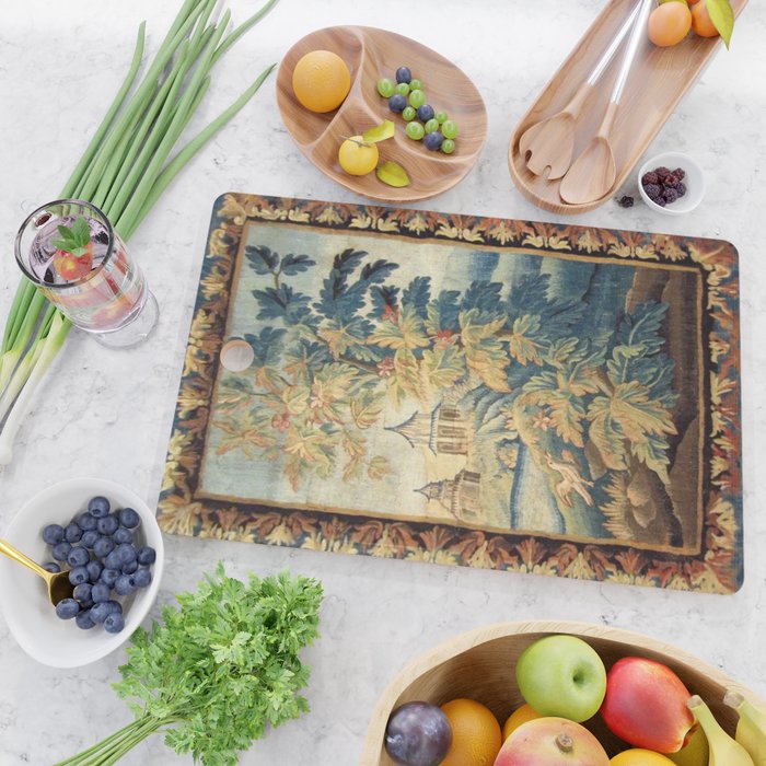 Antique 18th Century French Aubusson Chinoiserie Pagoda Tapestry Cutting Board Gallery Image 2