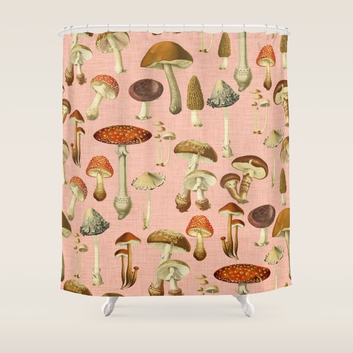 Mushrooms pink Shower Curtain Gallery Image 1