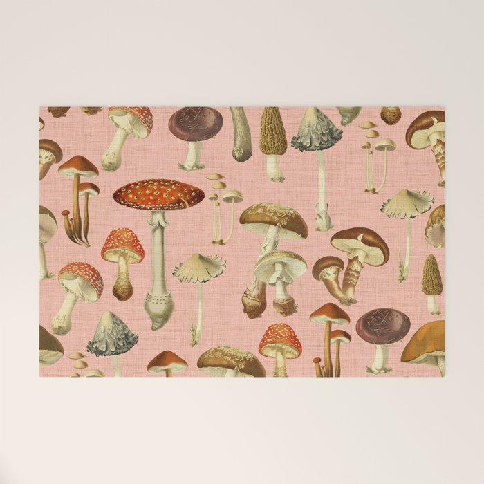 Mushrooms pink Welcome Mat Gallery Image 1
