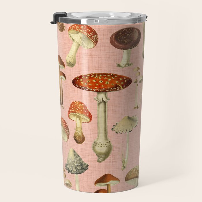 Mushrooms pink Travel Mug Gallery Image 3