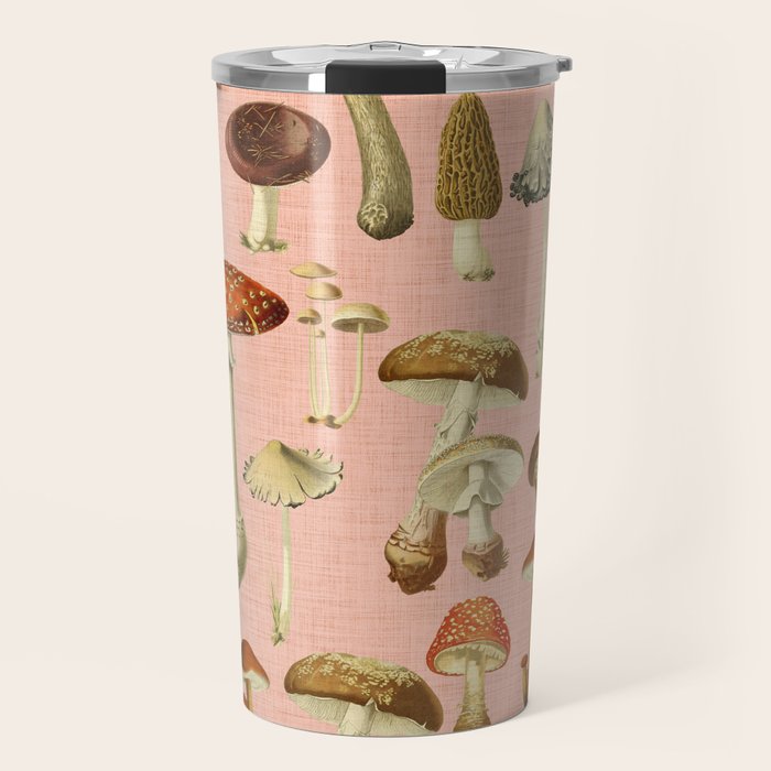 Mushrooms pink Travel Mug Gallery Image 1