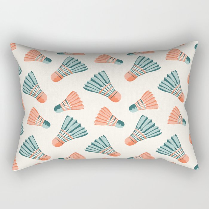 Orange and teal vintage badminton shuttlecocks Rectangular Pillow Gallery Image 2