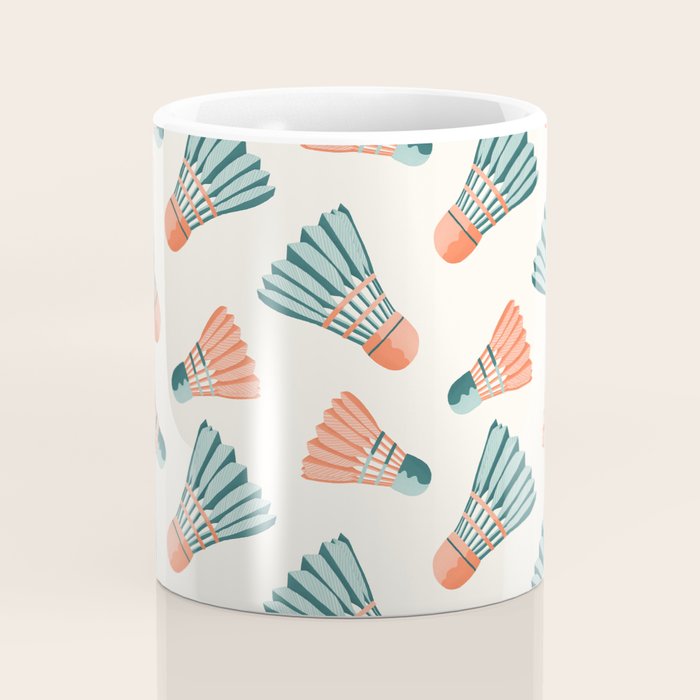 Orange and teal vintage badminton shuttlecocks Coffee Mug Gallery Image 4