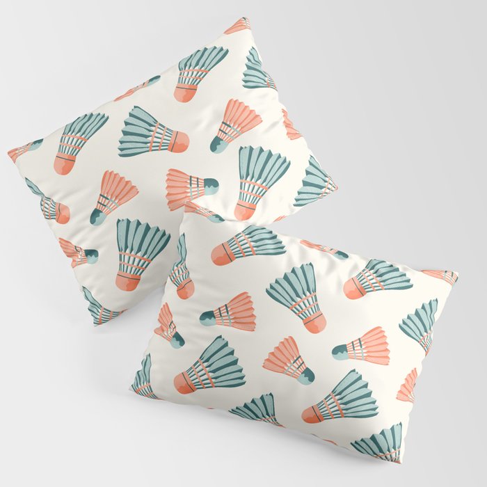 Orange and teal vintage badminton shuttlecocks Pillow Sham Gallery Image 1
